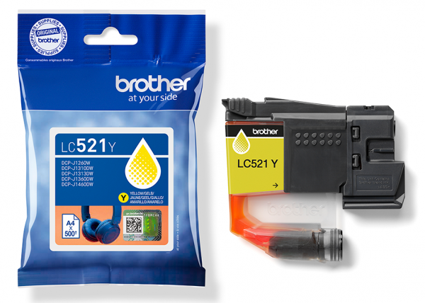 Brother LC-521Y Tintenpatrone Yellow für Brother DCP-J1260W DCP-J1310DW DCP-J1360DW DCP-J1460