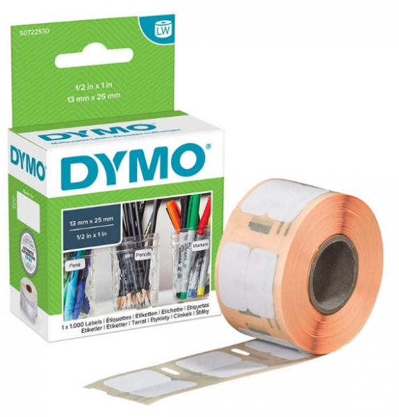 Dymo Etikettenrolle für Etikettendrucker S0722530 weiß, 13,0 x 25,0 mm, 1 x 1.000 Etiketten