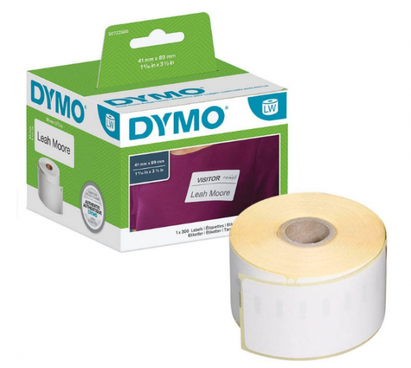 Dymo Etikettenrolle für Etikettendrucker S0722560 weiß, 41,0 x 89,0 mm, 1 x 300 Etiketten