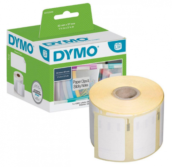 Dymo Etikettenrolle für Etikettendrucker S0722540 weiß, 57,0 x 32,0 mm, 1 x 1000 Etiketten