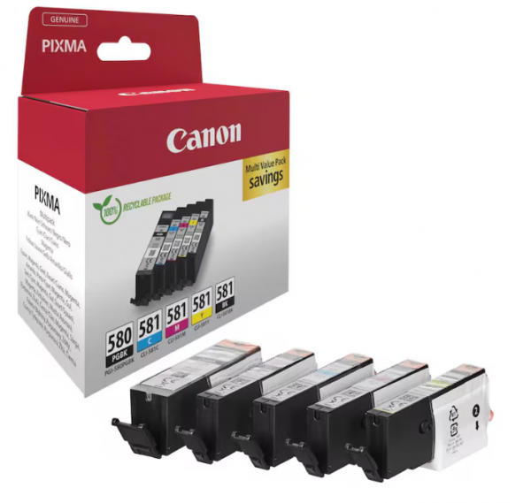 Canon Tinte Multipack PGI-580 CLI-581 CMY PIXMA TR7550 TR8550 TS9150 2078C005