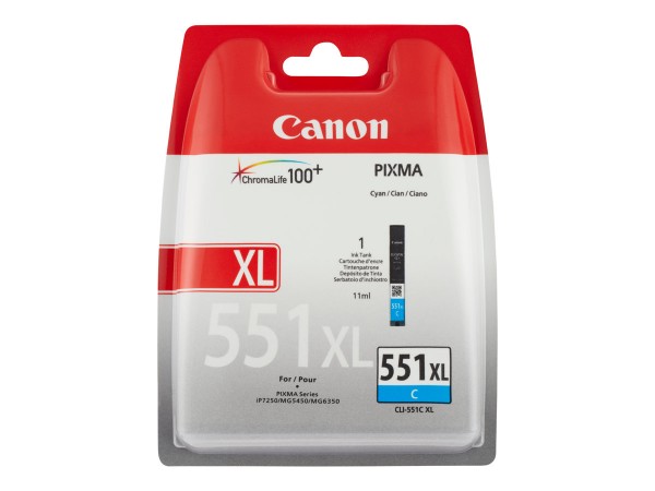 Canon CLI-551XLC Tinte cyan hohe Kapazität 700 Seiten 1er-Pack XL 6444B001