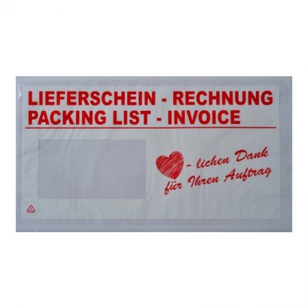 1000 Lieferscheintaschen DIN lang (Danke)