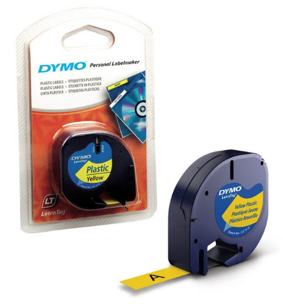 Dymo Schriftband LetraTag 91222 S0721620, 12 mm schwarz auf gelb