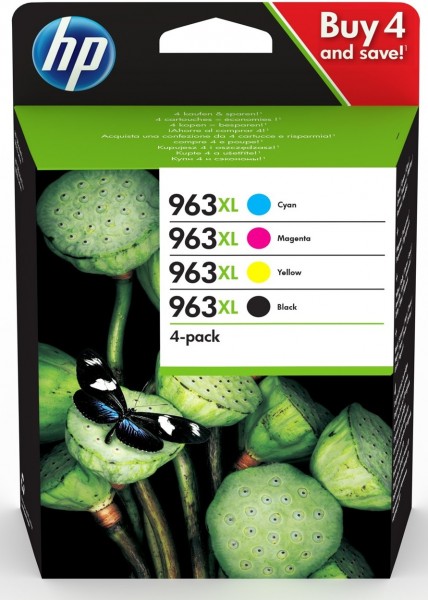 HP 963XL 4-pack High Yield Black Cyan Magenta Yellow Original Ink Cartridge 3YP35AE 