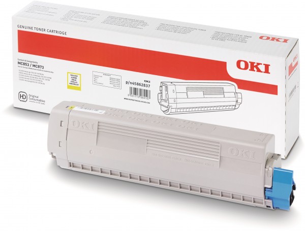 OKI MC853 MC873 Original Toner Gelb 45862837