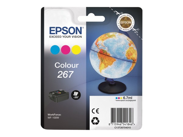 EPSON 267 Tinte cyan, magenta und gelb Standardkapazität 200 Seiten C13T26704010