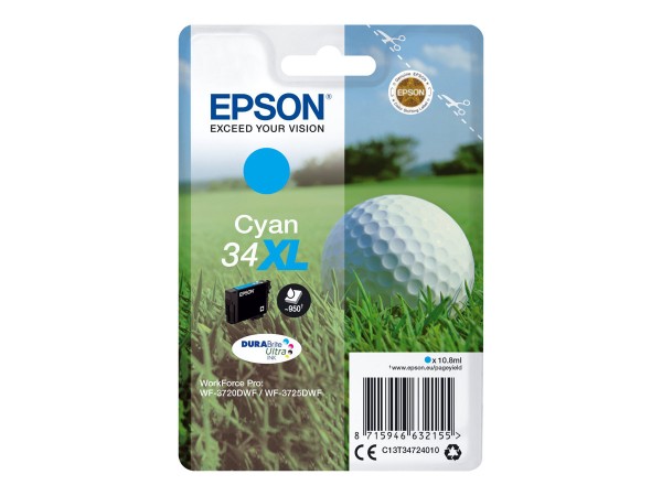EPSON Singlepack 34XL Cyan DURABrite Tinte Ultra (XL) C13T34724010