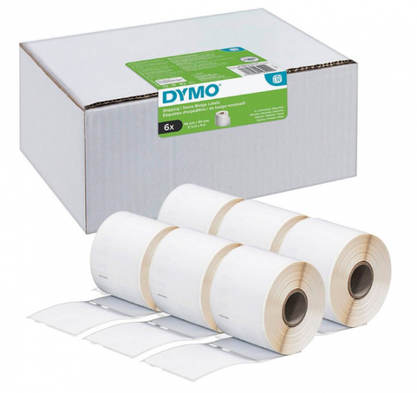 Dymo Etikettenrollen für Etikettendrucker S0722430 weiß, 54,0 x 101,0 mm, 6 x 220 Etiketten