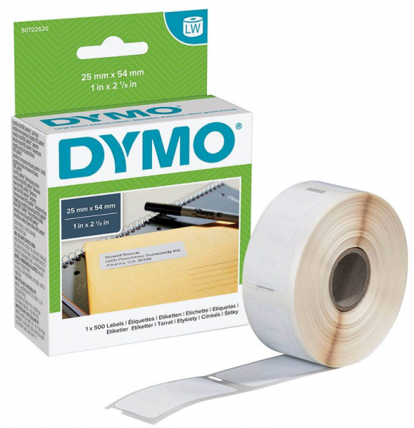 Dymo Etikettenrolle für Etikettendrucker S0722520 weiß 25,0 x 54,0 mm 1x 500 Etiketten